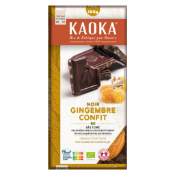 Chocolat noir bio au gingembre confit - 180g