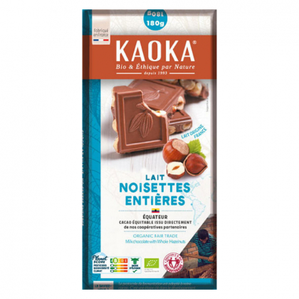 Chocolat au lait & noisettes 38% bio - 180g