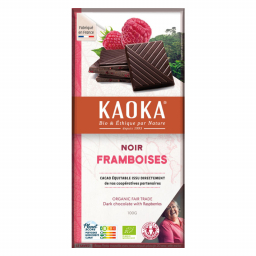 Chocolat noir 55% bio au pépites de framboise - 100g