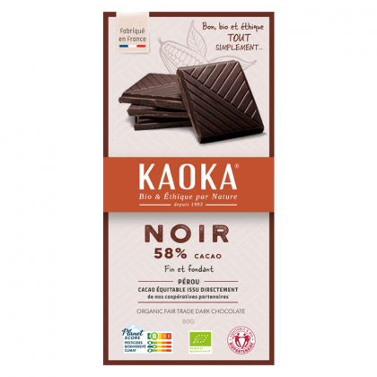 Chocolat noir 58% bio - Simply - 80g