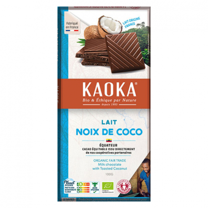 Chocolat au lait bio à la noix de coco - 100g