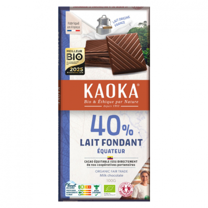 Chocolat au lait fondant bio 40% - Équateur - 100g