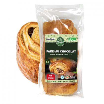 Pain au chocolat bio et au beurre x4 - 220g