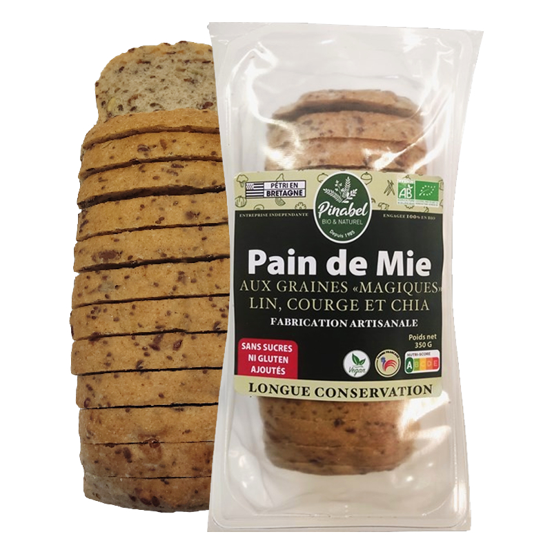 Pain de mie bio aux graines magiques - Lin, courge et chia - 350g