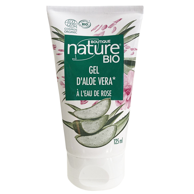 Gel d'aloe vera bio à l'eau de rose - 125ml