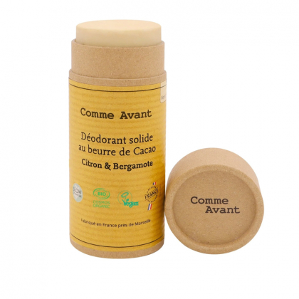 Déodorant solide au beurre de cacao, citron et bergarmote bio - 50g