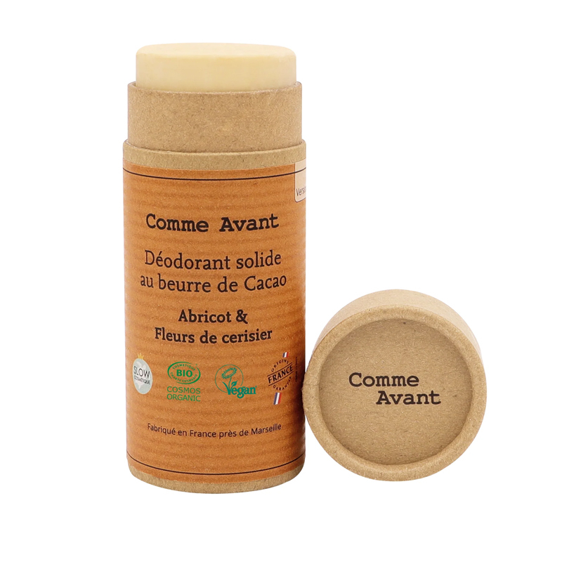 Déodorant solide au beurre de cacao, abricot et fleurs de cerisier bio - 60g