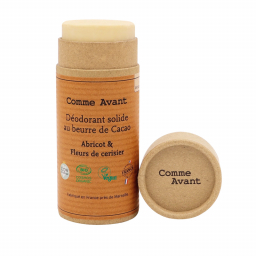 Déodorant solide au beurre de cacao, abricot et fleurs de cerisier bio - 60g