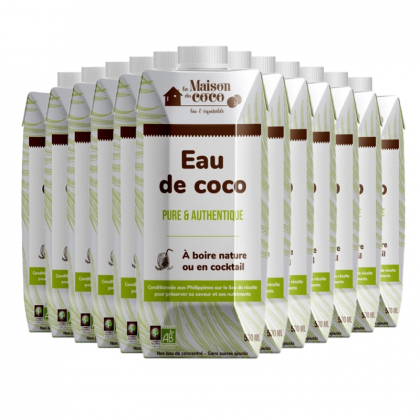 Eau de coco nature bio et équitable - Lot de 12x50cl