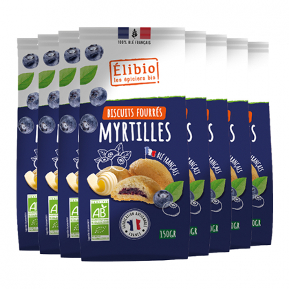 Biscuits bio fourrés à la myrtille - Lot de 8x150g