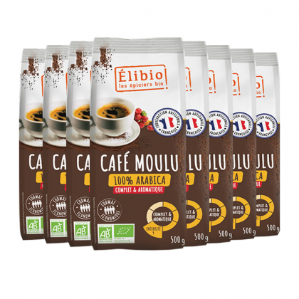 Café bio moulu - 100% Arabica - Lot de 8x500g