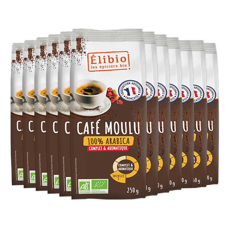Café bio moulu 100% arabica - Lot de 12x250g