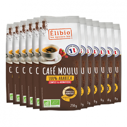 Café bio moulu 100% arabica - Lot de 12x250g