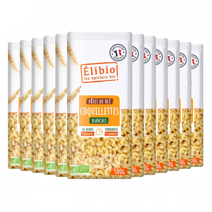 Coquillettes blanches bio - Lot de 12x500g