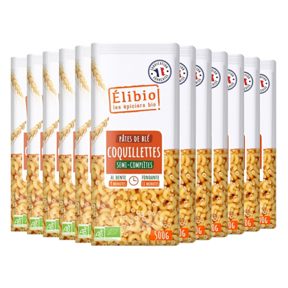 Coquillettes semi-complètes bio - Lot de 12x500g