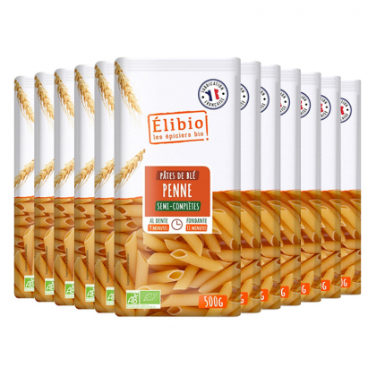 Penne semi-complètes bio - Lot de 12x500g