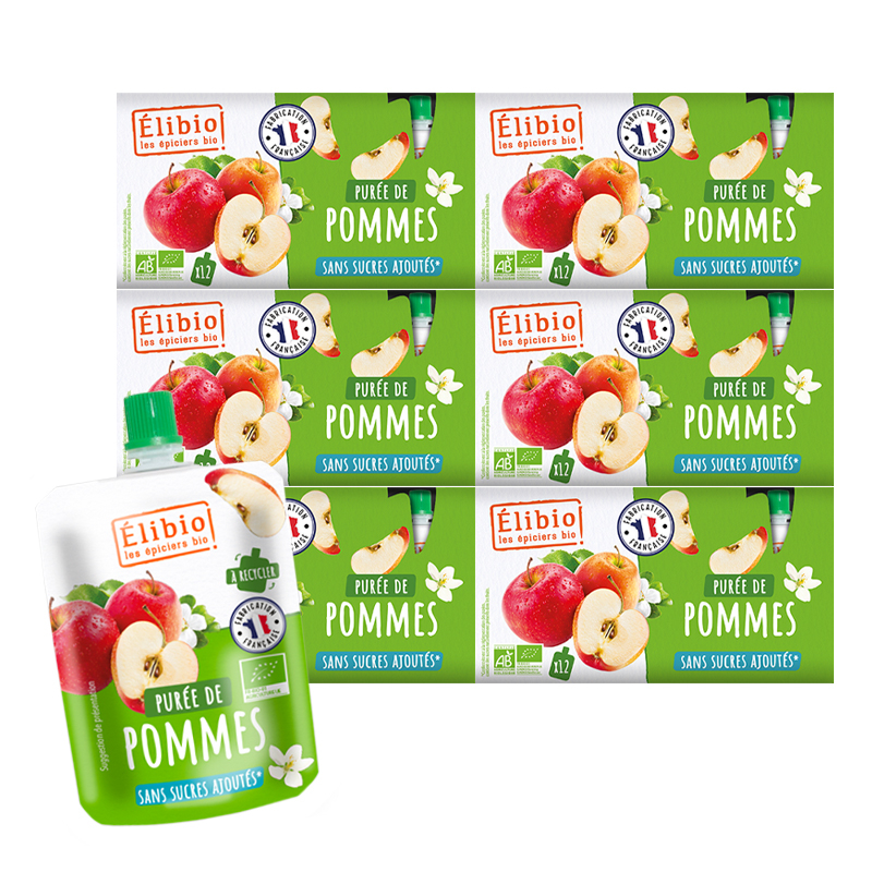 Purée de pomme bio – Lot de 72 gourdes