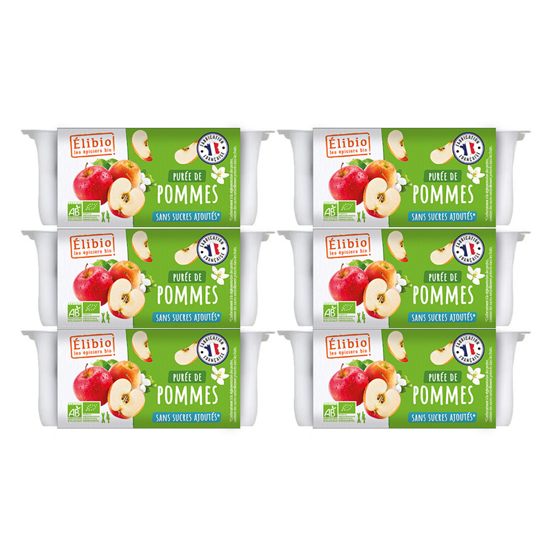 Purée de pomme bio sans sucres ajoutés - Lot de 24 coupelles