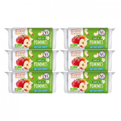 Purée de pomme bio sans sucres ajoutés - Lot de 24 coupelles