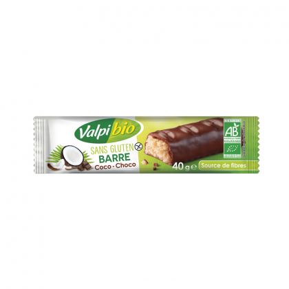 Barre bio sans gluten - Coco et chocolat noir - 40g