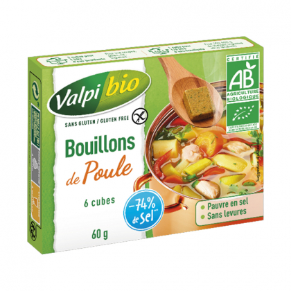 Bouillon de poule bio sans gluten et réduits en sel - 60g
