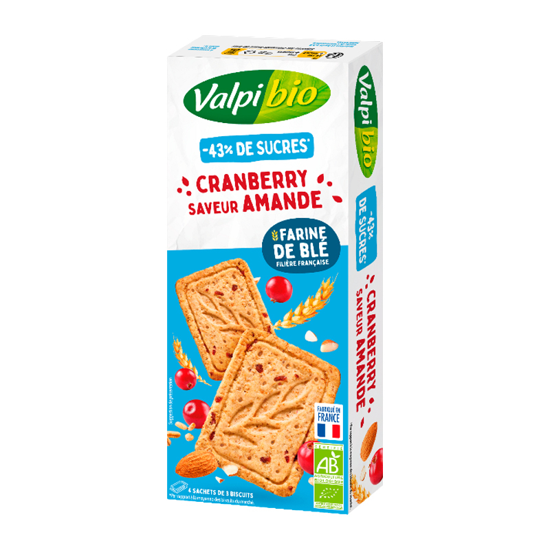 Sablés bio réduit en sucres - Blé cranberry amande - 132g