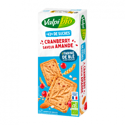 Sablés bio réduit en sucres - Blé cranberry amande - 132g
