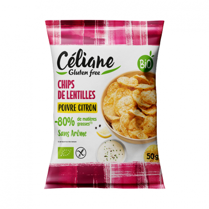 Chips bio sans gluten - Lentilles corail, poivre et citron - 50g