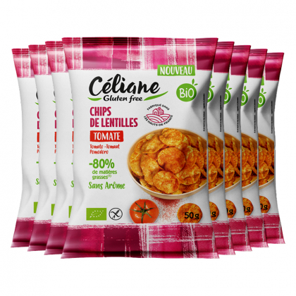 Chips bio sans gluten - Lentilles corail et tomate - Lot de 8x50g