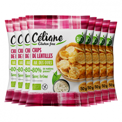 Chips bio sans gluten - Lentilles corail et ail des ours - Lot de 8x50g
