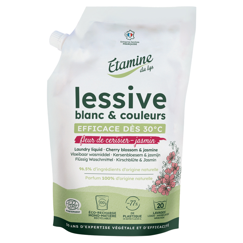 Lessive liquide écologique - Fleur de cerisier et jasmin - Doypack 1L