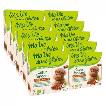 Cœurs fondants sans gluten - Cacao & noisette - Lot de 10x200g