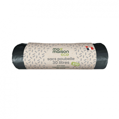 Sacs poubelle 30L recyclés à liens coulissants - 30 sacs
