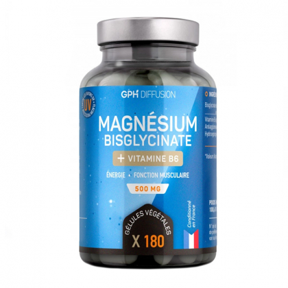 Magnésium bisglycinate et vitamine B6 - 180 gélules