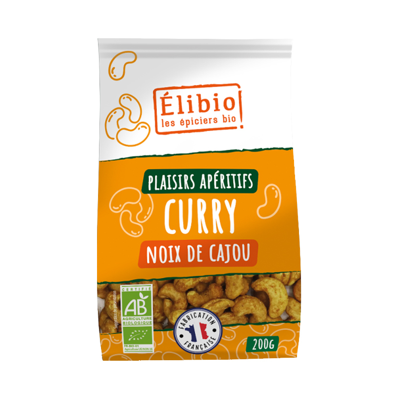 Noix de cajou bio toastées au curry - 200g Noix de cajou bio toastées au curry - 200g