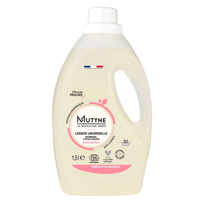 Lessive liquide universelle hypoallergénique - Bébé et peaux sensibles - 1,5L