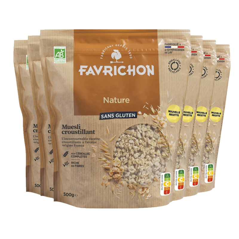 Muesli bio croustillant sans gluten - Nature - Lot de 6x500g