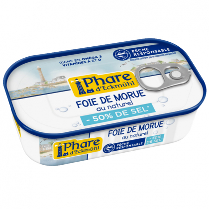 Foie de morue au naturel -50% de sel - 121g