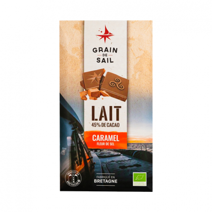 Chocolat au lait bio au caramel et à la fleur de sel - 45% de cacao - 100g