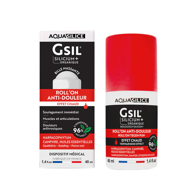 Roll'on chauffant anti-douleur GSIL au silicium - 40ml