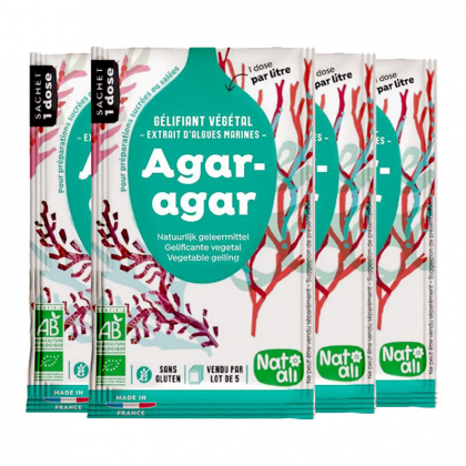 Agar-Agar bio gélifiant végétal - Lot de 5x4g