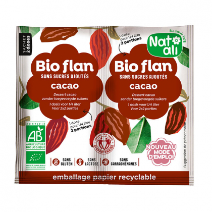 Bioflan cacao bio sans sucre ajouté - 2 sachets de 5,5g