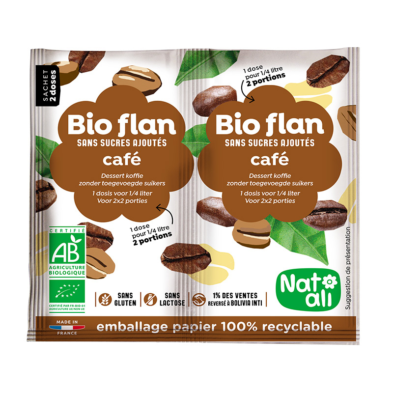 Bioflan café bio sans sucre ajouté - 2 sachets de 5g
