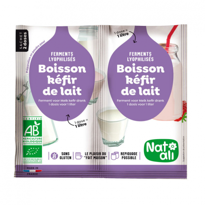 Ferments lyophilisés pour boisson Kéfir de lait bio - Lot de 2x6g