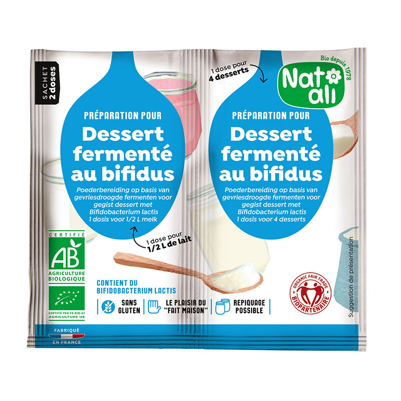 Préparation pour dessert fermenté au bifidus bio - Lot de 2x6g