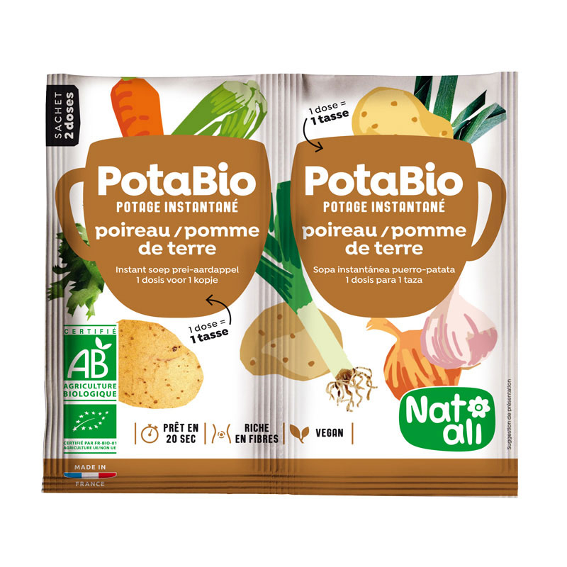 Potage instantané bio Potabio - Poireaux pomme de terre - 2x8.5g