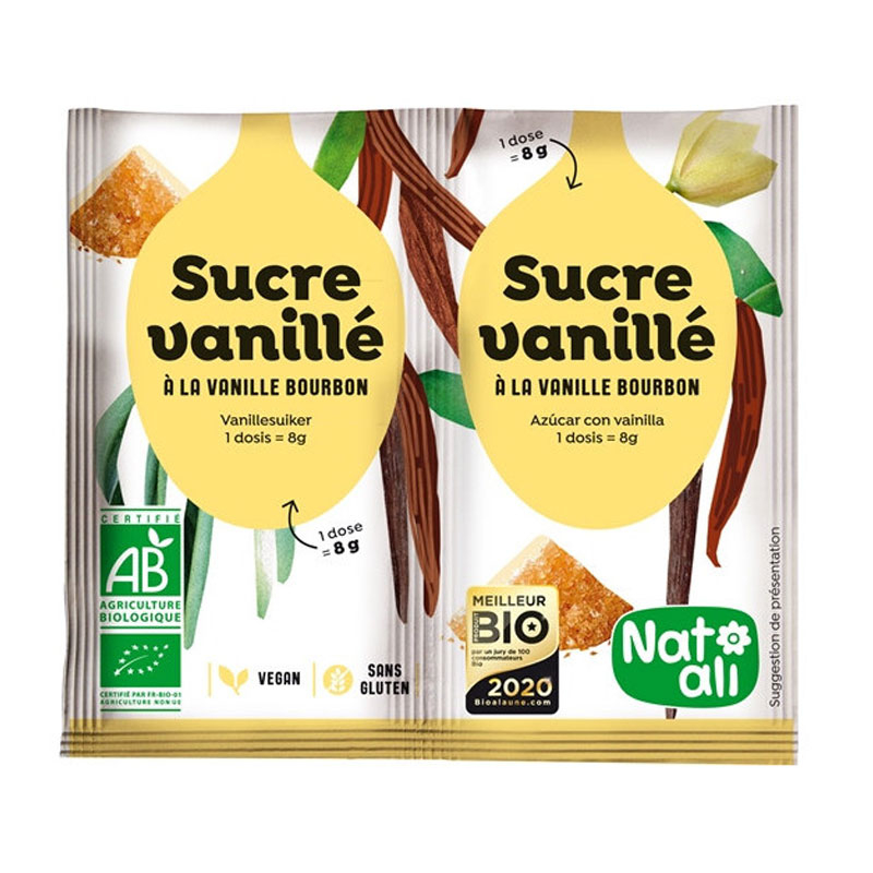 Sucre vanillé bio - Lot de 2 sachets de 8g