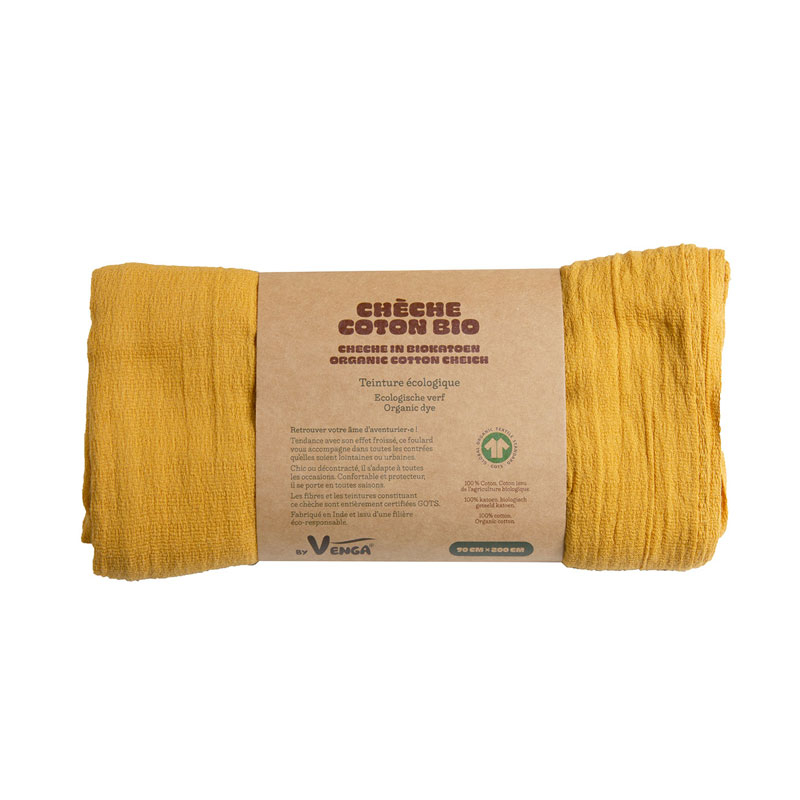 Chèche en coton bio - Moutarde - 200x70cm