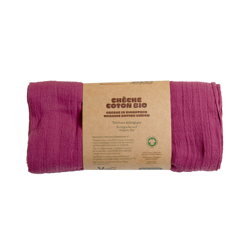 Chèche en coton bio - Prune - 200x70cm