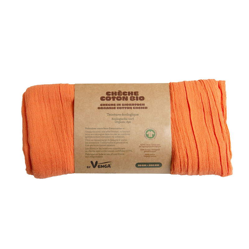 Chèche en coton bio - Terracotta - 200x70cm
